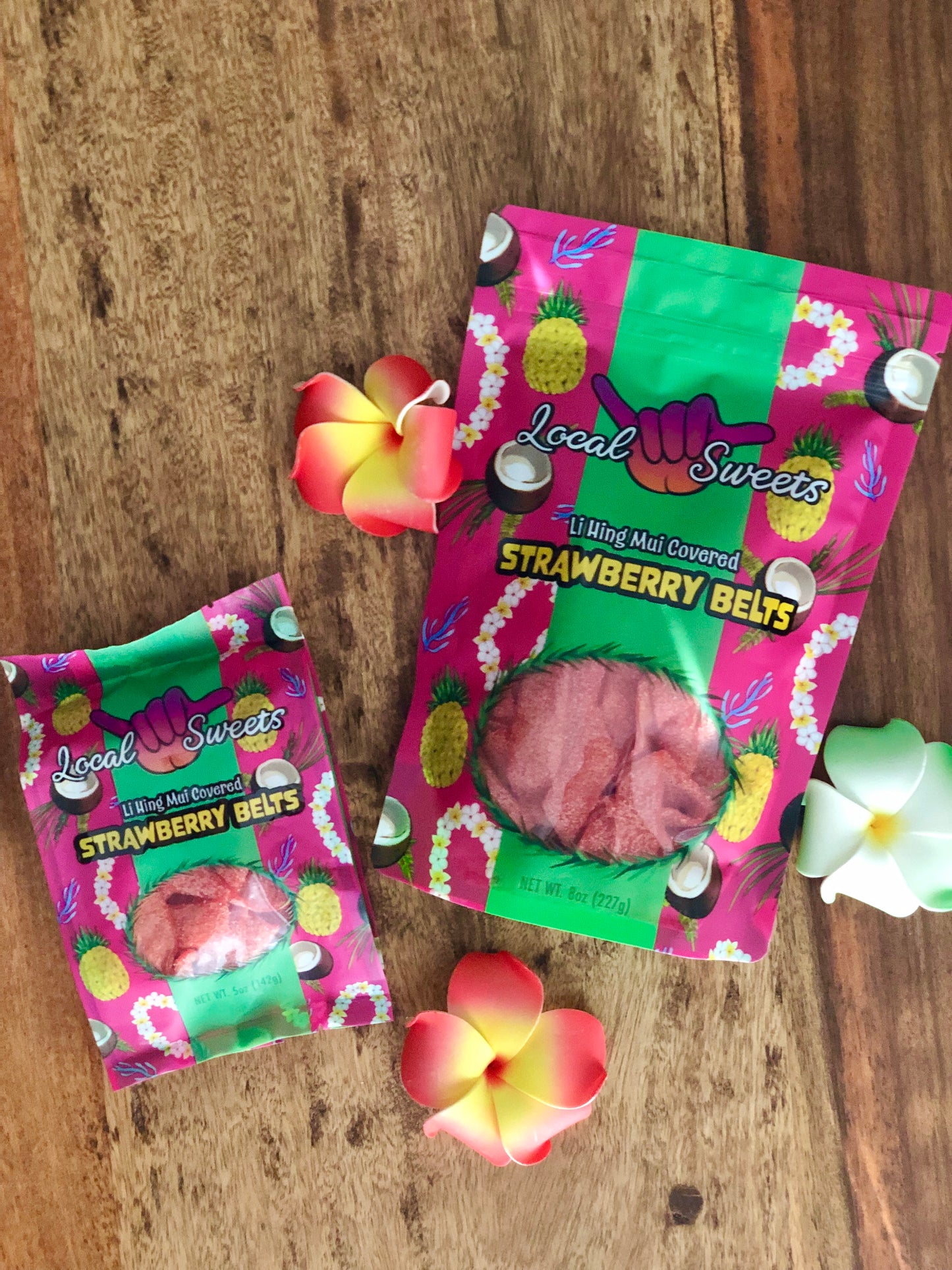 Sour Strawberry Belts w/Li Hing Mui
