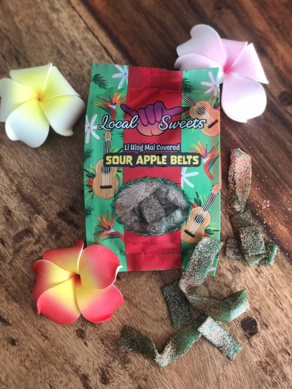 Sour Apple Belts w/Li Hing Mui