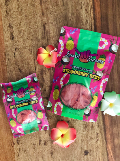 Sour Strawberry Belts w/Li Hing Mui